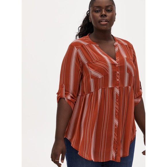 NWT Torrid Emma Babydoll Chiffon Semi Sheer Tunic Shirt Blouse Top Size 0X (12) - Picture 1 of 3